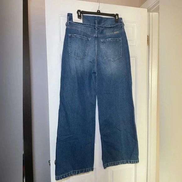 Kancan Los Angeles Womans Wide Leg High Rise Belted Jeans 29 Inch 90’s Sz 11 NEW - Picture 3 of 11